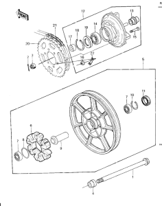 KZ1000 Rear wheel / hub / chain