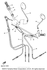 XT250LC Руль -тросы