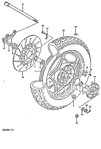 GS650 Rear wheel complete assy