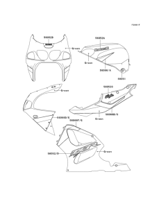 ZX750 Decals(green)(zx750-p8)