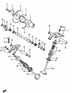 DR500 Распределительный вал-клапаны