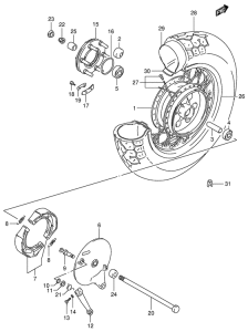 VS800 Rear wheel complete assy