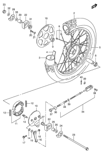 DF125 Rear wheel complete assy
