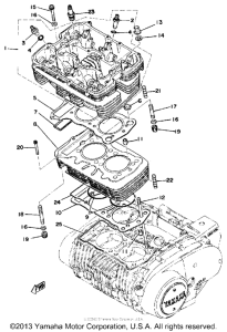 XS500E Цилиндр и головка цилиндра