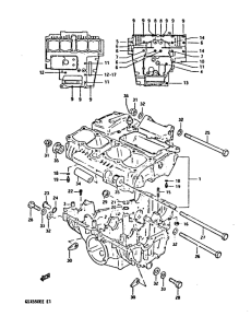GSX550 Картер двигателя