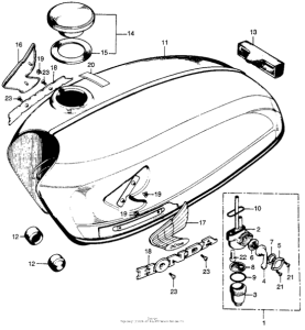 CB100 Cb100 fuel tank + fuel valve k2