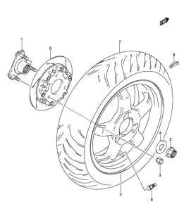 AN250 Rear wheel complete assy