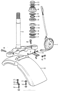 CT70 Steering stem + front fender + horn