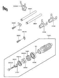 ZG1200 Gear change drum & forks