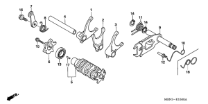 XR650R Gear shift drum /  gear shift fork