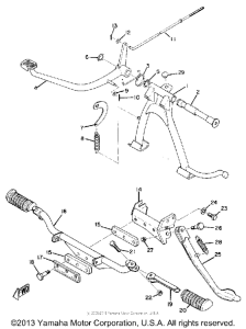 CS3C Stand, footrest & rear brake pedal