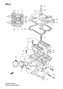 SV650 Задняя головка цилиндров