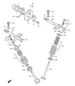 DR-Z125 Распределительный вал-клапаны