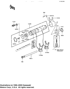 KZ1100 Gear change drum & forks