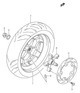AN250 Rear wheel complete assy