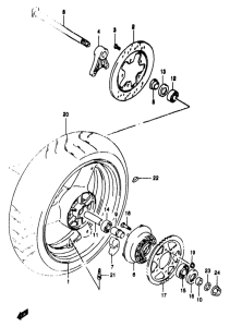 GSF1200S (ABS) Rear wheel complete assy