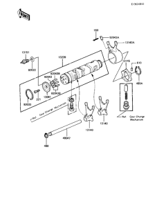 KZ440 Gear change drum & forks