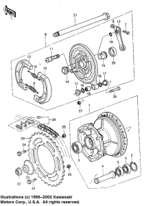 KX125 Rear hub / brake / chain