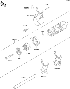 KLE500 Валы и вилки переключения передач