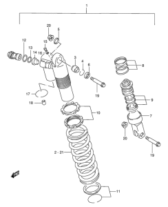 RM250 Абсорбер удавный в сборе задний