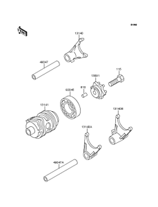  Gear change drum & forks
