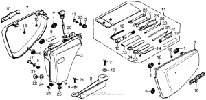 CB750 Side cover + oil tank + tools