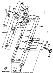 TW200E Вилка передней оси