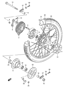 AX100 Rear wheel complete assy