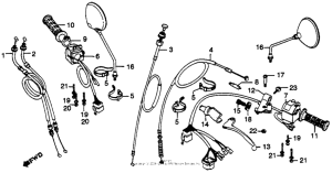 CB750 Handle lever + cable + mirror