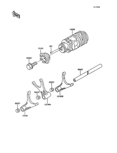 KR250 Валы и вилки переключения передач