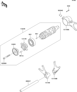 VN1500 Валы и вилки переключения передач