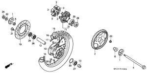 XRV750 Rear wheel complete assy