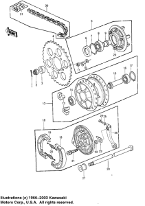 KE250 Rear hub / brake / chain