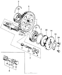 CB750 Final driven shaft + drive sprocket