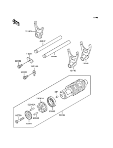 ZR1100 Gear change drum & forks