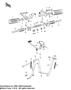 KH400 Footrests / stands / brake pedal