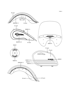 VN1500 Наклейки (черные)