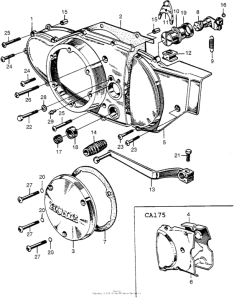 CA175 Clutch adjuster + left crankcase cover
