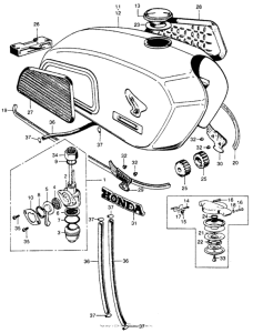 CL350 Fuel tank + fuel valve k3