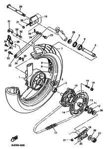 FZR1000 FZR1000F Rear wheel complete assy