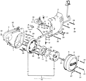 CL360 Left crankcase cover + alterator