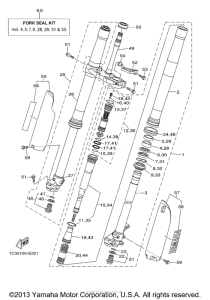 YZ125V Передняя вилка