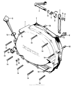 XL100 Right crankcase cover + clutch lever k-k1