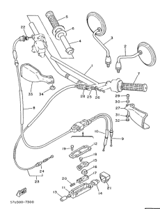 DT125LC Steering handle. cable