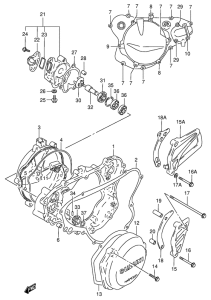 RM125 Crankcase cover- water pump