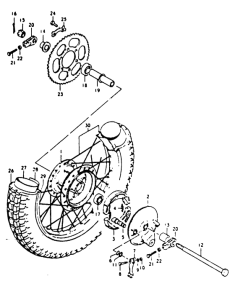 TS125 Rear wheel complete assy
