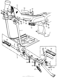 CT90 Main pipe cover + crankcaseprotector + step