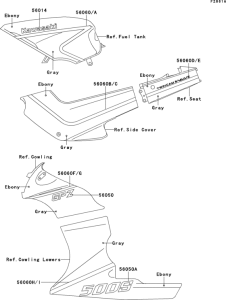 EX500 Decal(ebony / gray)